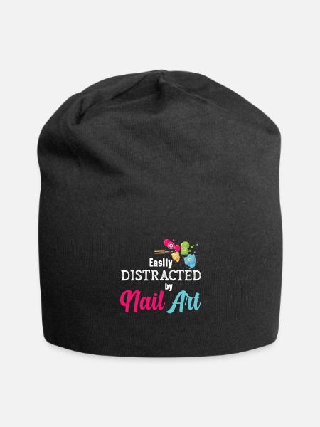 Easily Distracted By Nail Art Nail Tech - Jersey Beanie - black - Front