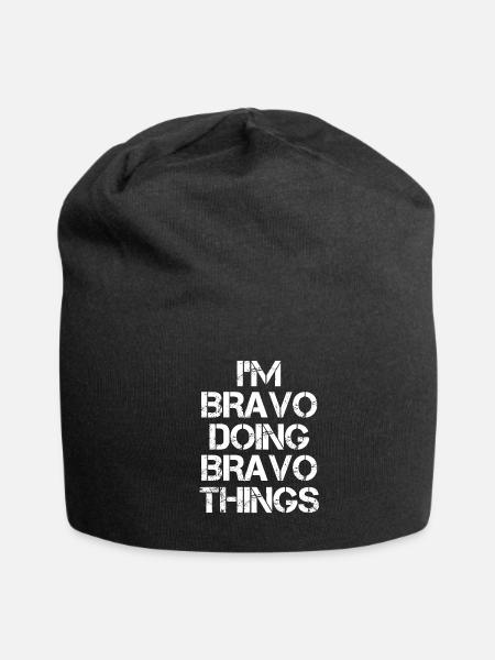 Bravo Name T Shirt - Doing Bravo Things Name Gift - Jersey Beanie - black - Front