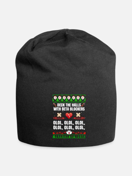 Deck The Halls With Beta Blockers - Jersey Beanie - black - Front