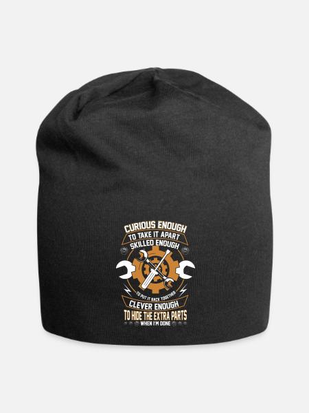 Curious Enough To Take It Apart Mechanic - Jersey Beanie - black