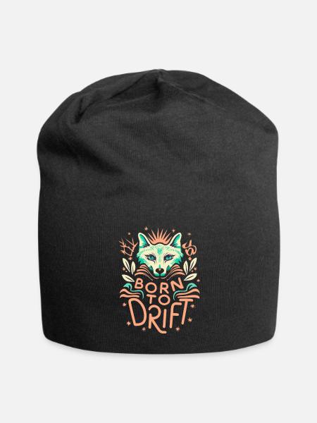 Born to Drift Funny Fox Drifting - Jersey Beanie - black - Front