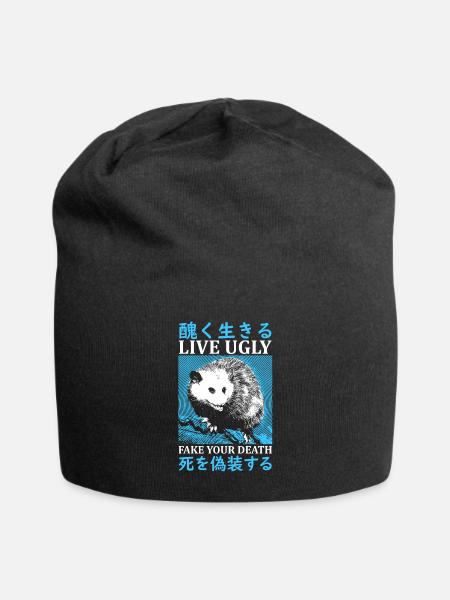Live Ugly Japanese Opossum - Jersey Beanie - black - Front