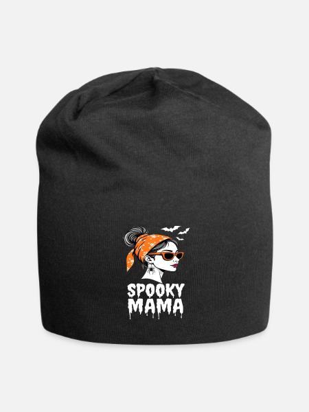 Spooky Mama Halloween Retro Design - Jersey Beanie - black