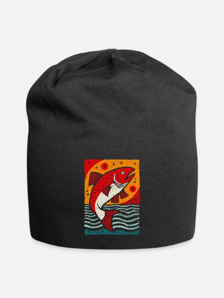 Crimson Fish Jump - Jersey Beanie - black - Front