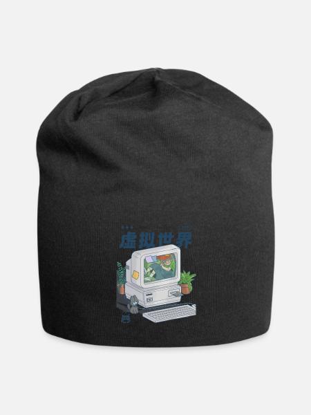 Virtual World on Retro Computer - Jersey Beanie - black - Front