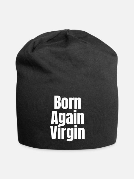 Funny Celibacy Statement Born Again Virgin - Jersey Beanie - black