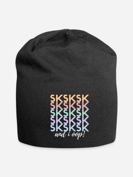 Cute Funny Skip A Straw Save The Turtles Sksksk An - Jersey Beanie - black - Front