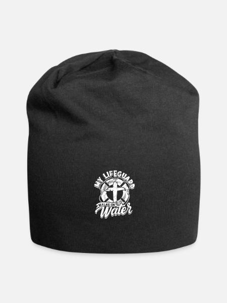 My lifeguard walks on water - jesus - Jersey Beanie - black - Front