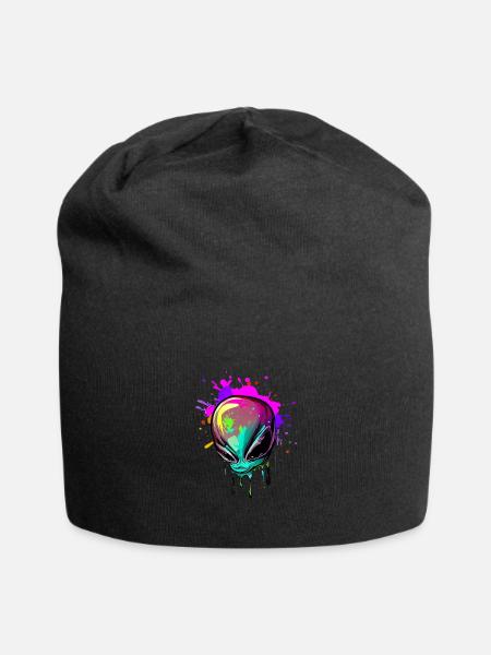 Colourful alien head - Jersey Beanie - black - Front