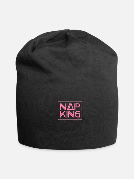 Nap King Naps Napping Sleep Sleeping - Jersey Beanie - black - Front