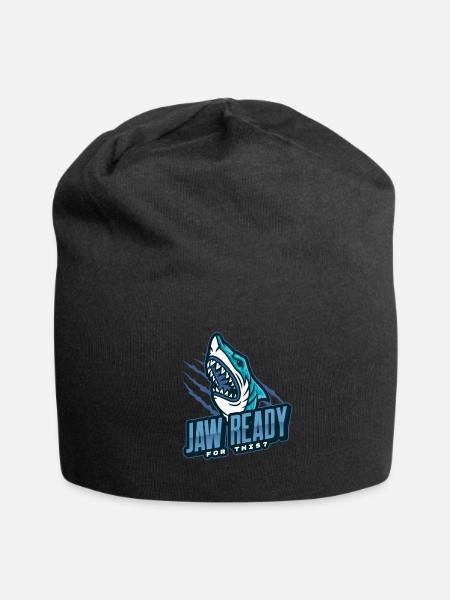 Shark Sayings Funny Jaw Ready For This? - Jersey Beanie - black - Front