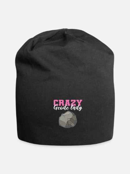 Crazy Geode Lady Geology Minerals Geologist - Jersey Beanie - black - Front