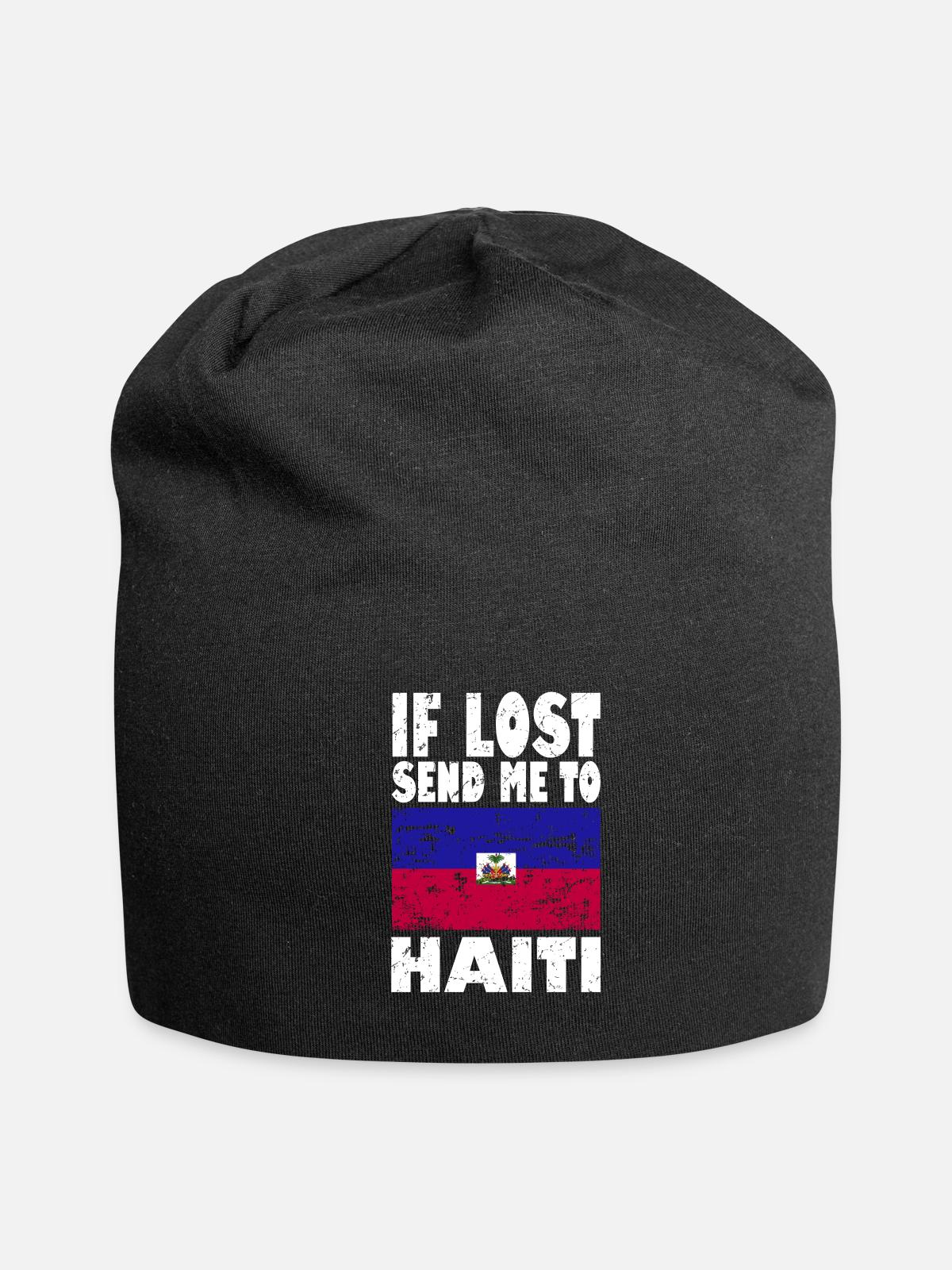 Haiti Flag Saying - Jersey Beanie - black - Front