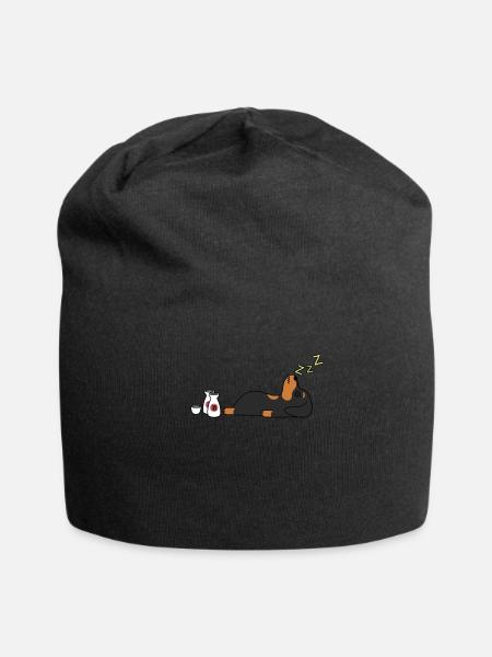 Dachshund Sake Drunk - Jersey Beanie - black - Front