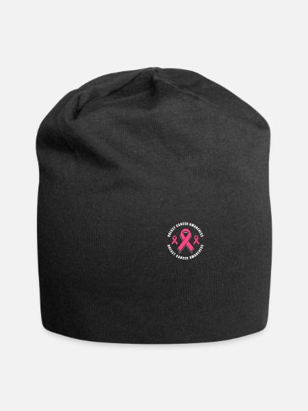 Breast Cancer Awareness Pink Ribbon - Jersey Beanie - black