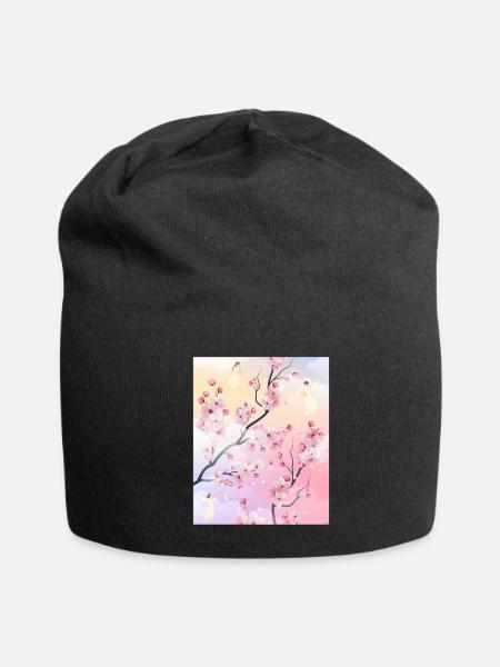Angelcore Aesthetic Cheery Blossom Japanese - Jersey Beanie - black - Front