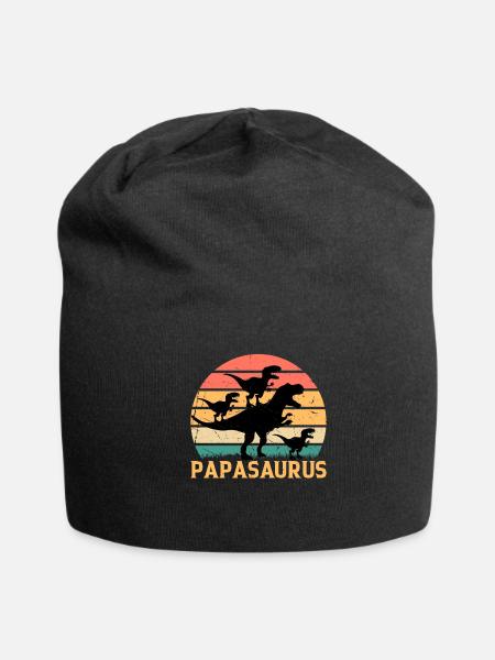 Papasaurus Papa With Three Kids - Papa Saurus Papa - Jersey Beanie - black - Front