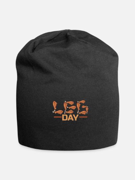 Leg Day With Turkey Drumsticks On Thanksgiving - Jersey Beanie - black - Front