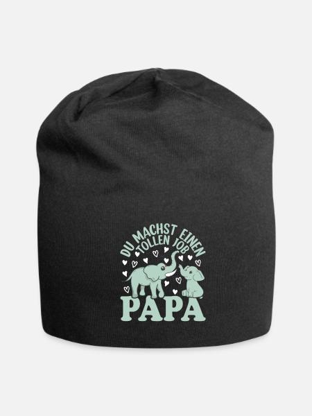 Papa Vatertag Papa Elefant Papa Vatertag - Jersey Beanie - black - Front