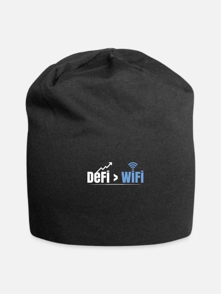 DeFi Over WiFi Funny Crypto Bitcoin - Jersey Beanie - black - Front