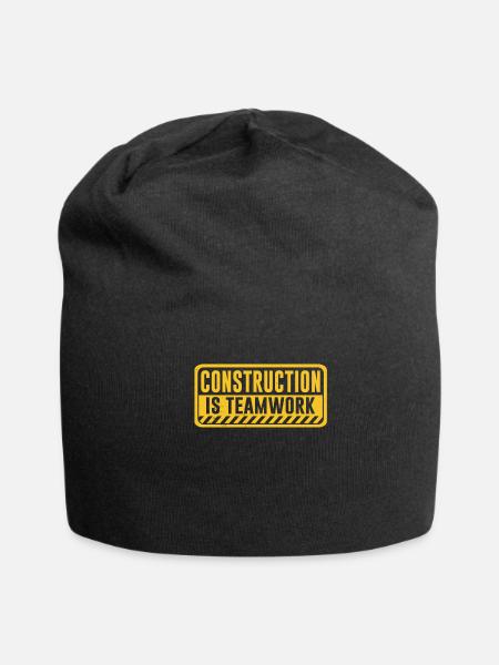 Construction Is Teamwork Site Worker - Jersey Beanie - black - Front