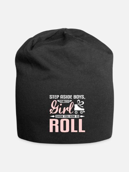 Let this girl show you how to rollerblade - Jersey Beanie - black - Front