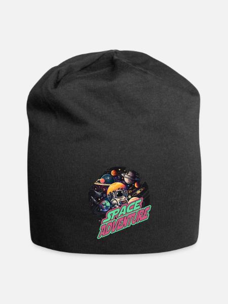 Space Adventure Astronaut for a children adults - Jersey Beanie - black - Front