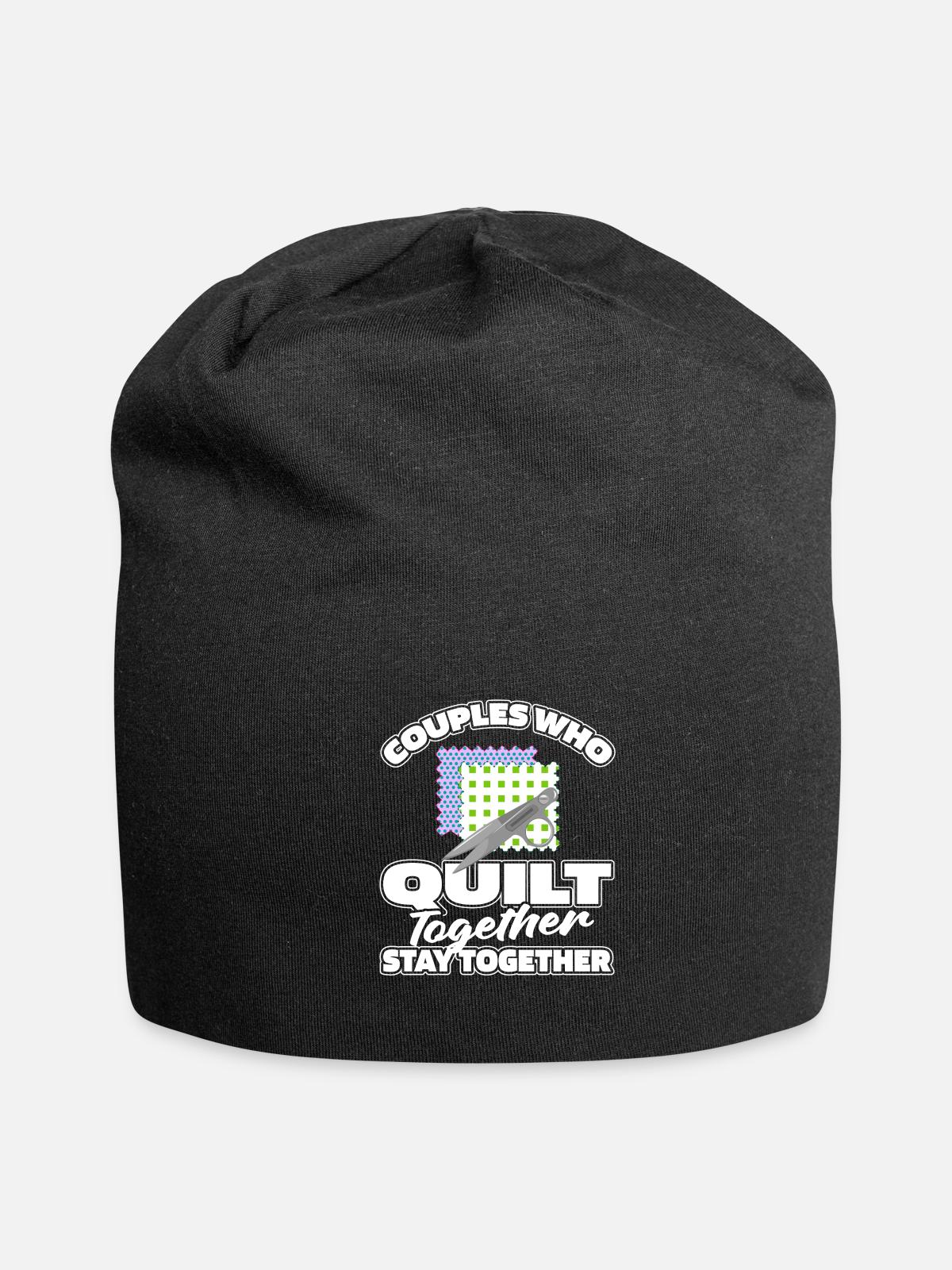 Quilting Couple - Jersey Beanie - black - Front
