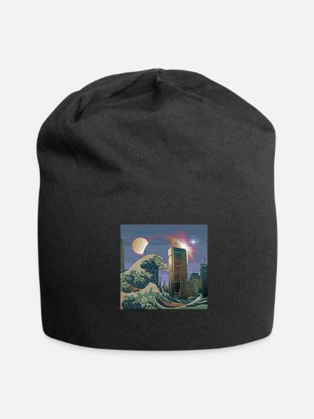 Atom Punk Aesthetic Vaporwave Futuristic - Jersey Beanie - black - Front