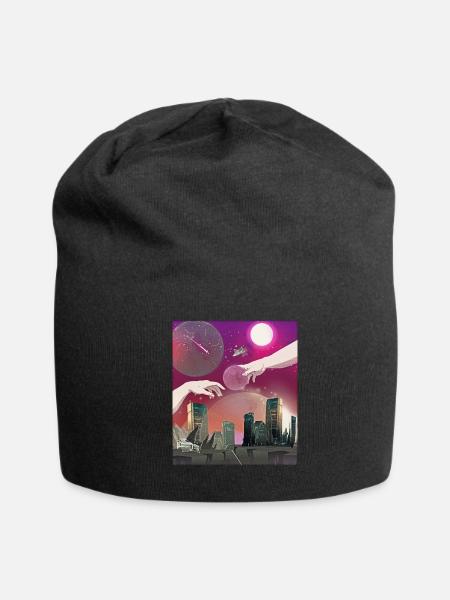 Atom Punk Aesthetic Vaporwave Futuristic - Jersey Beanie - black - Front