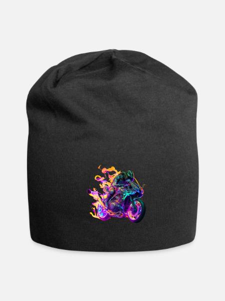 Futuristic Motorcycle Future Motorbike - Jersey Beanie - black - Front