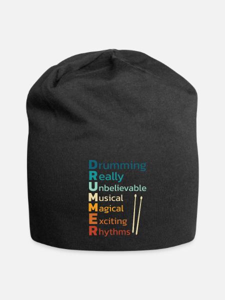 Drummer Drums Drumsticks Musician Outfit - Jersey Beanie - black - Front