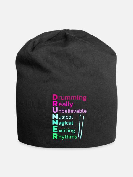 Drummer Drums Drumsticks Musician Outfit - Jersey Beanie - black - Front