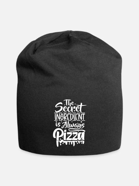 the secret ingredient is always pizza - Jersey Beanie - black - Front
