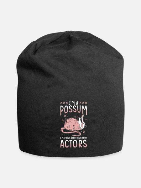 Opossum Possum I´m not Lazy I´m Just A Possum I´m - Jersey Beanie - black - Front