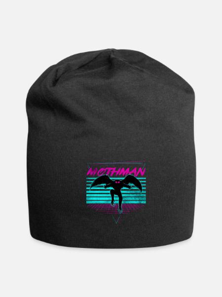 Mothman Cryptid Cryptozoology Retro - Jersey Beanie - black - Front
