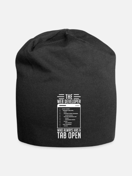 Web Developer Gift Always Tab Open - Jersey Beanie - black - Front