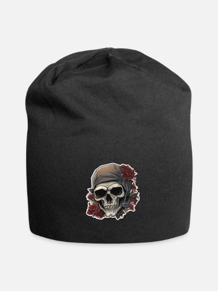 Skulls Skull Totenschädel Skull Bones - Jersey Beanie - black - Front