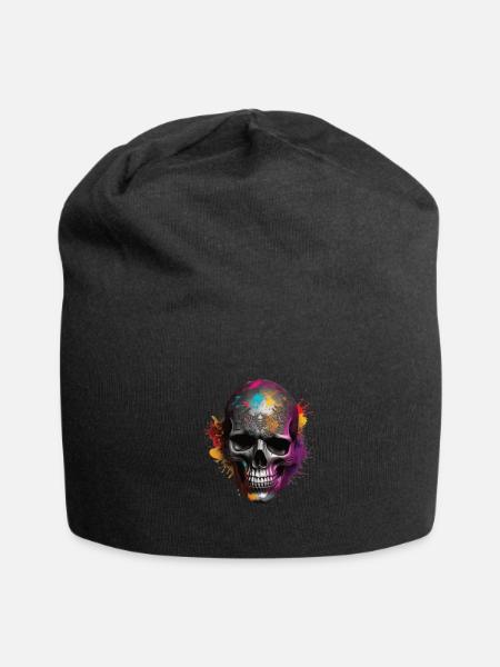 Skulls Skull Totenschädel Skull Bones - Jersey Beanie - black - Front