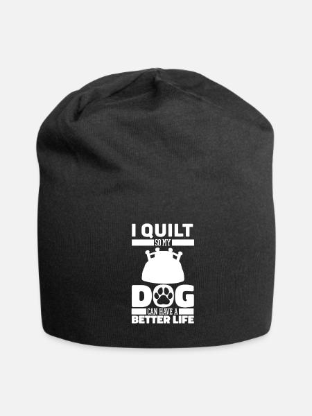 Quilting Dog - Jersey Beanie - black - Front