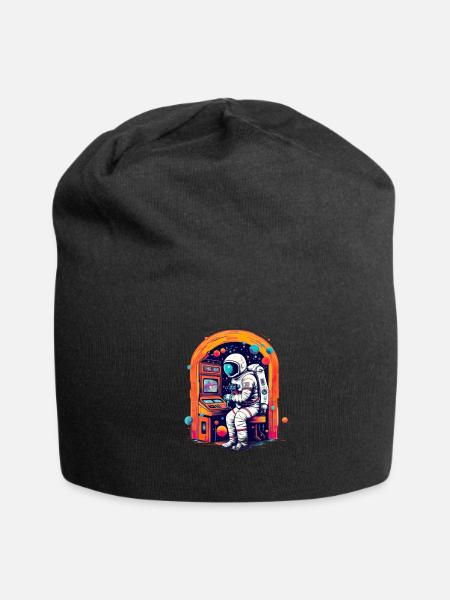 Astronaut Gaming Videogames Arcade Game for a - Jersey Beanie - black - Front