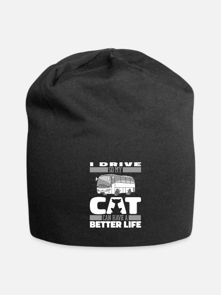 Bus Driver Cat - Jersey Beanie - black - Front