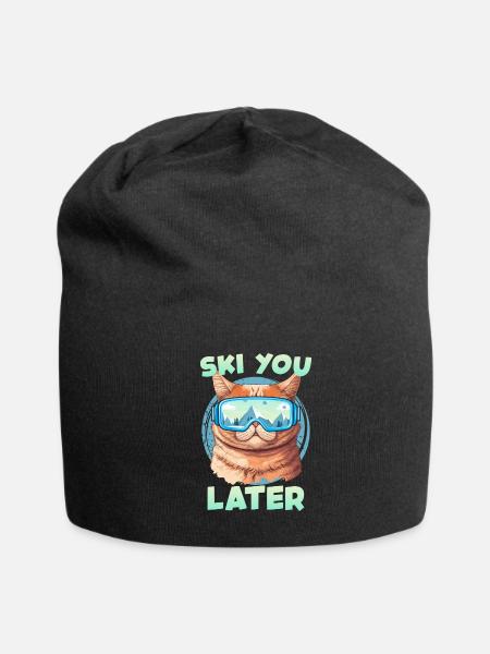 Ski you Later Cat Lover Skier Ski Slope - Jersey Beanie - black - Front