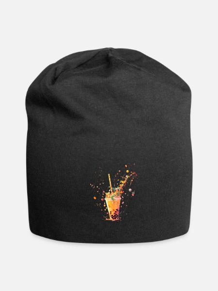 Bubble Tea Burst of Boba Pearls Milk Tea - Jersey Beanie - black - Front
