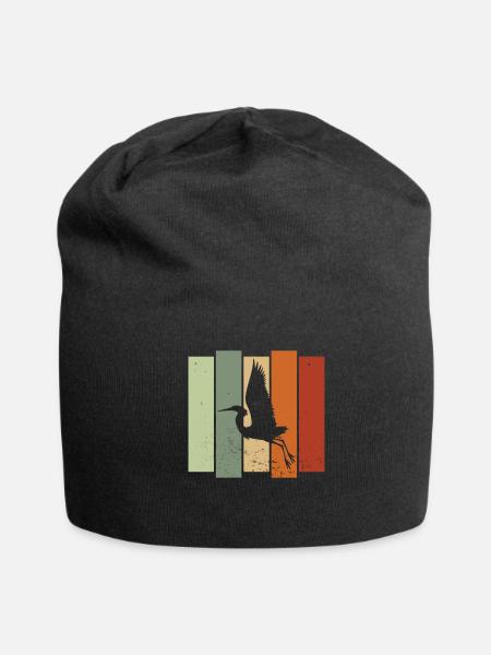 Heron Retro Birdwatching Bird Watcher - Jersey Beanie - black - Front
