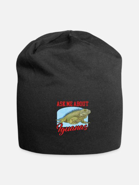 Iguana Lizard Ask About Iguanas - Jersey Beanie - black - Front