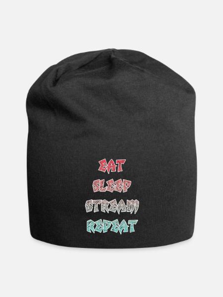 EAT SLEEP STREAM REPEAT - Jersey Beanie - black - Front