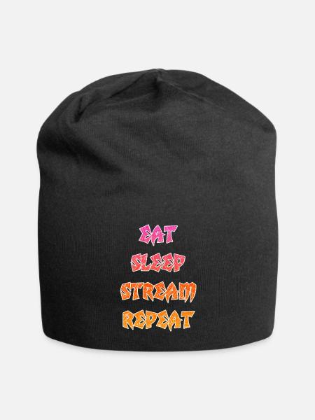 EAT SLEEP STREAM REPEAT - Jersey Beanie - black - Front