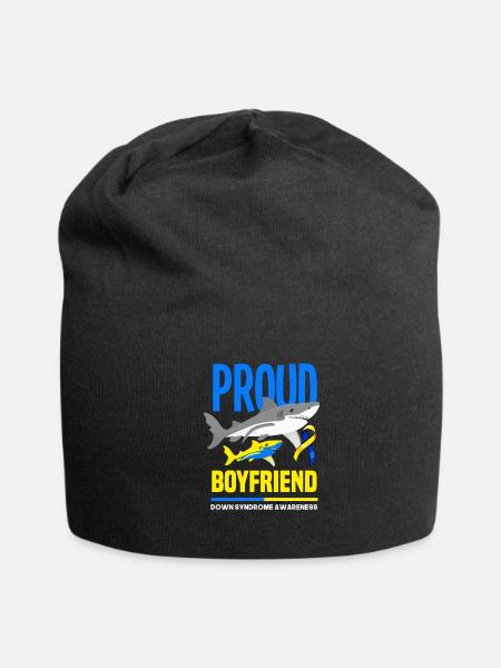Shark Proud Boyfriend Down Syndrome Awareness - Jersey Beanie - black - Front