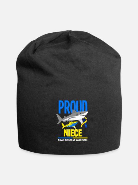 Shark Proud Niece Down Syndrome Awareness - Jersey Beanie - black - Front